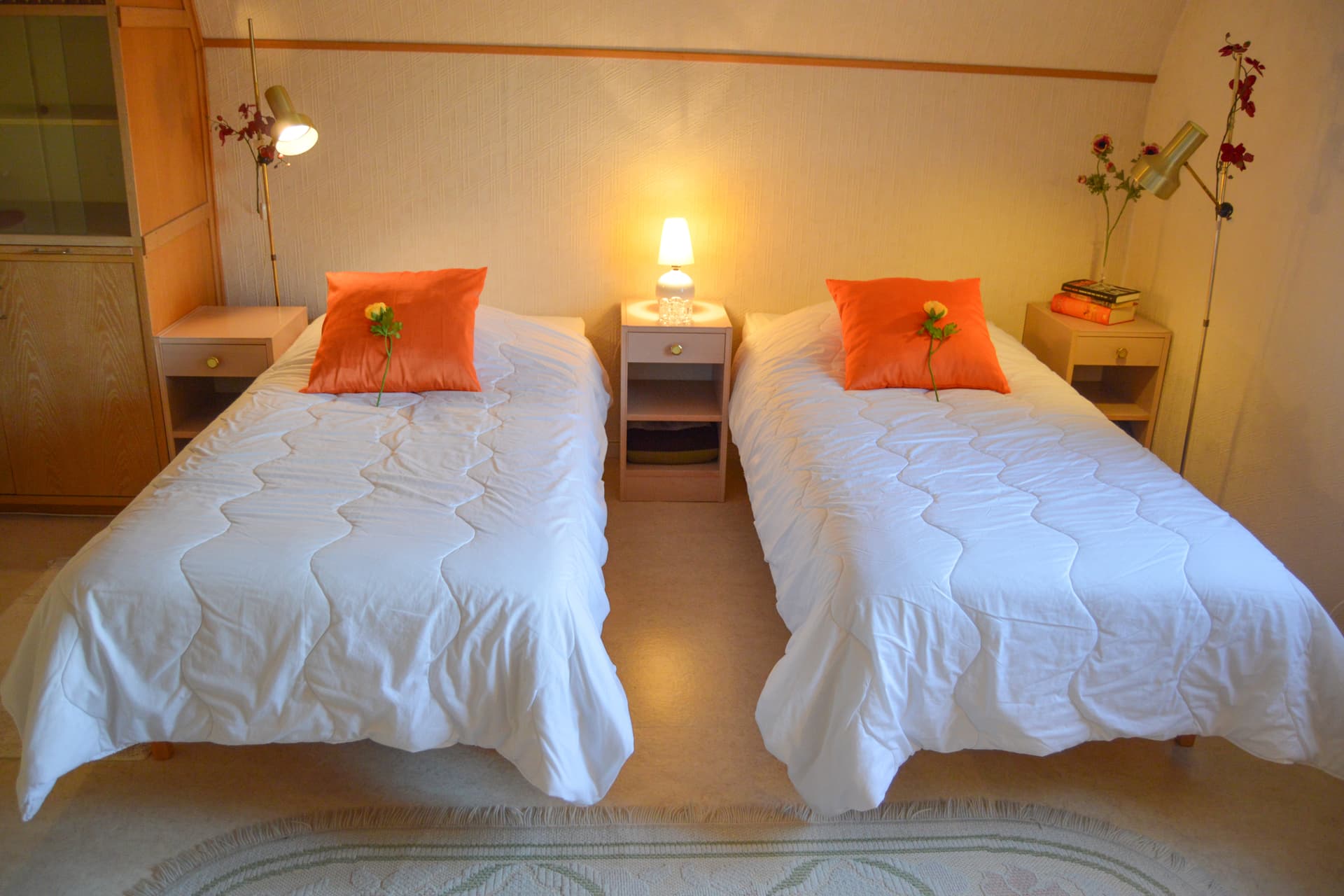 Beds in the Beaver Room at Wilderness Lodge in Sweden.
