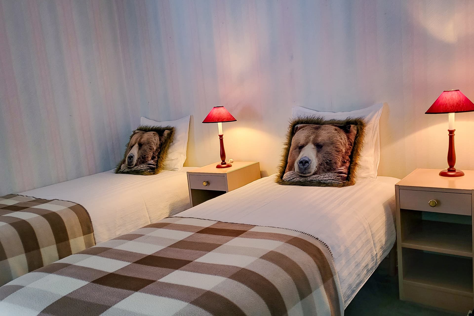 Beds in the Bear Room at Wilderness Lodge in Sweden.