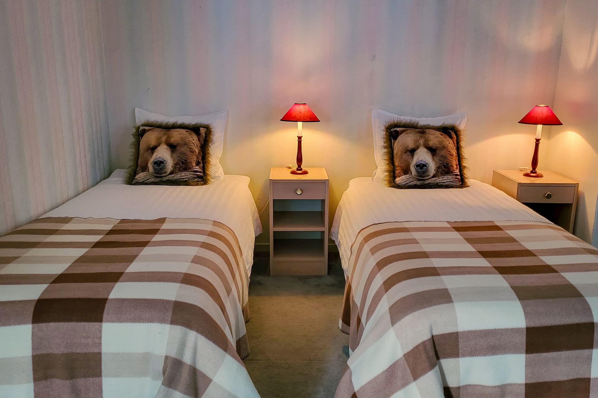 Two of the beds in the Bear Room at Wilderness Lodge in Sweden.