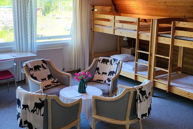 Översikt över Vargrummet på Wilderness Lodge i Sverige. Beläget i Malingsbo-Kloten naturreservatet.